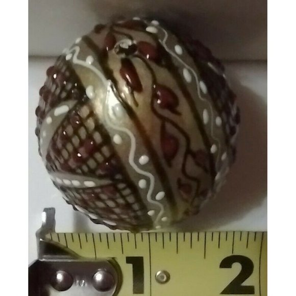 Romanian Pysanky Hand Painted Real Easter Egg 3D Gold Base Red Black Mosaic - Picture 5 of 6